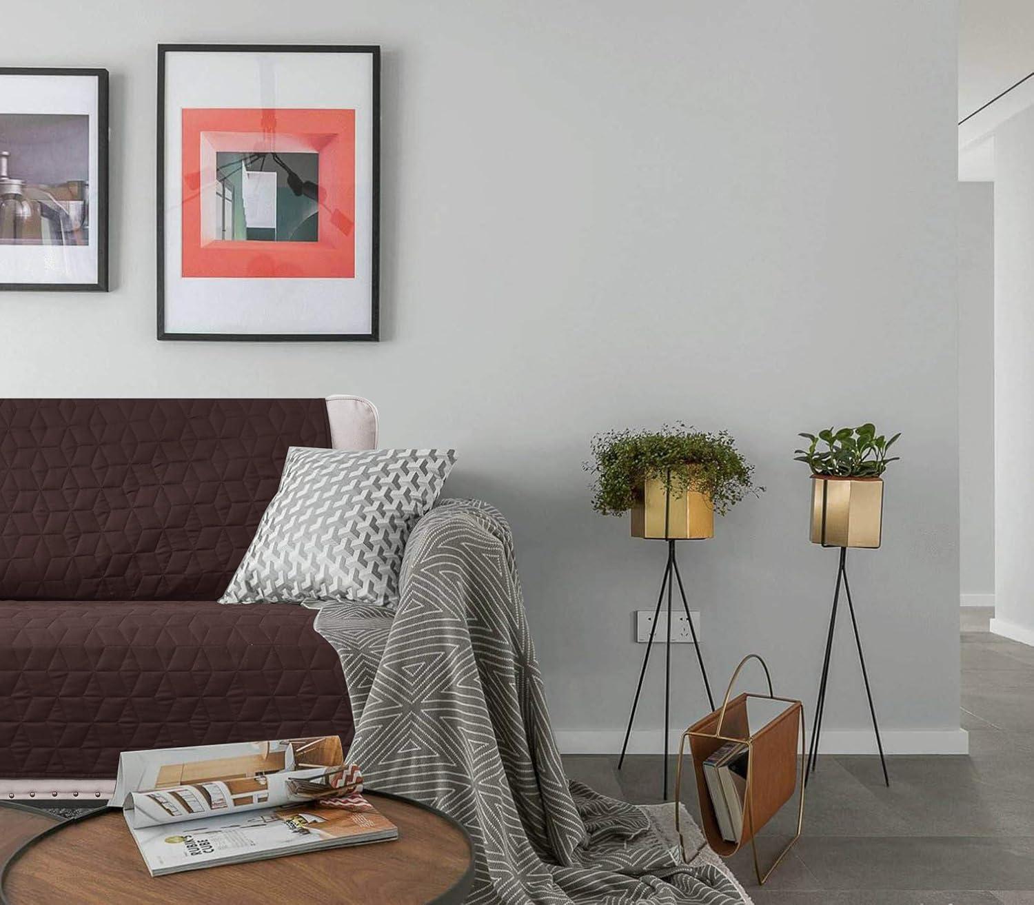 imageAmeritex Couch Sofa Slipcover 100 Waterproof Nonslip Quilted Furniture Protector Slipcover for Dogs Children Pets Sofa Slipcover Machine Washable Light Grey 68quotChocolate