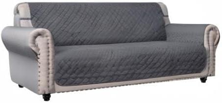 imageAmeritex Couch Sofa Slipcover 100 Waterproof Nonslip Quilted Furniture Protector Slipcover for Dogs Children Pets Sofa Slipcover Machine Washable Light Grey 68quotDark Grey