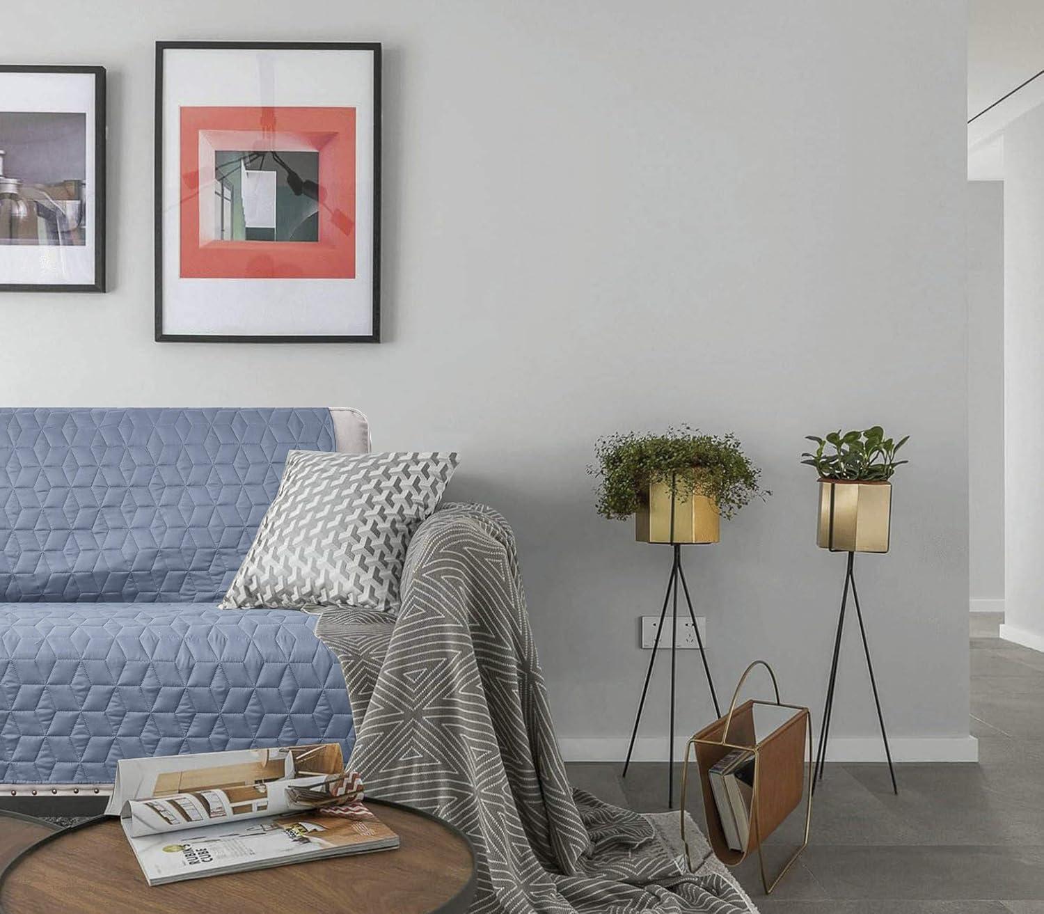 imageAmeritex Couch Sofa Slipcover 100 Waterproof Nonslip Quilted Furniture Protector Slipcover for Dogs Children Pets Sofa Slipcover Machine Washable Light Grey 68quotStone Blue