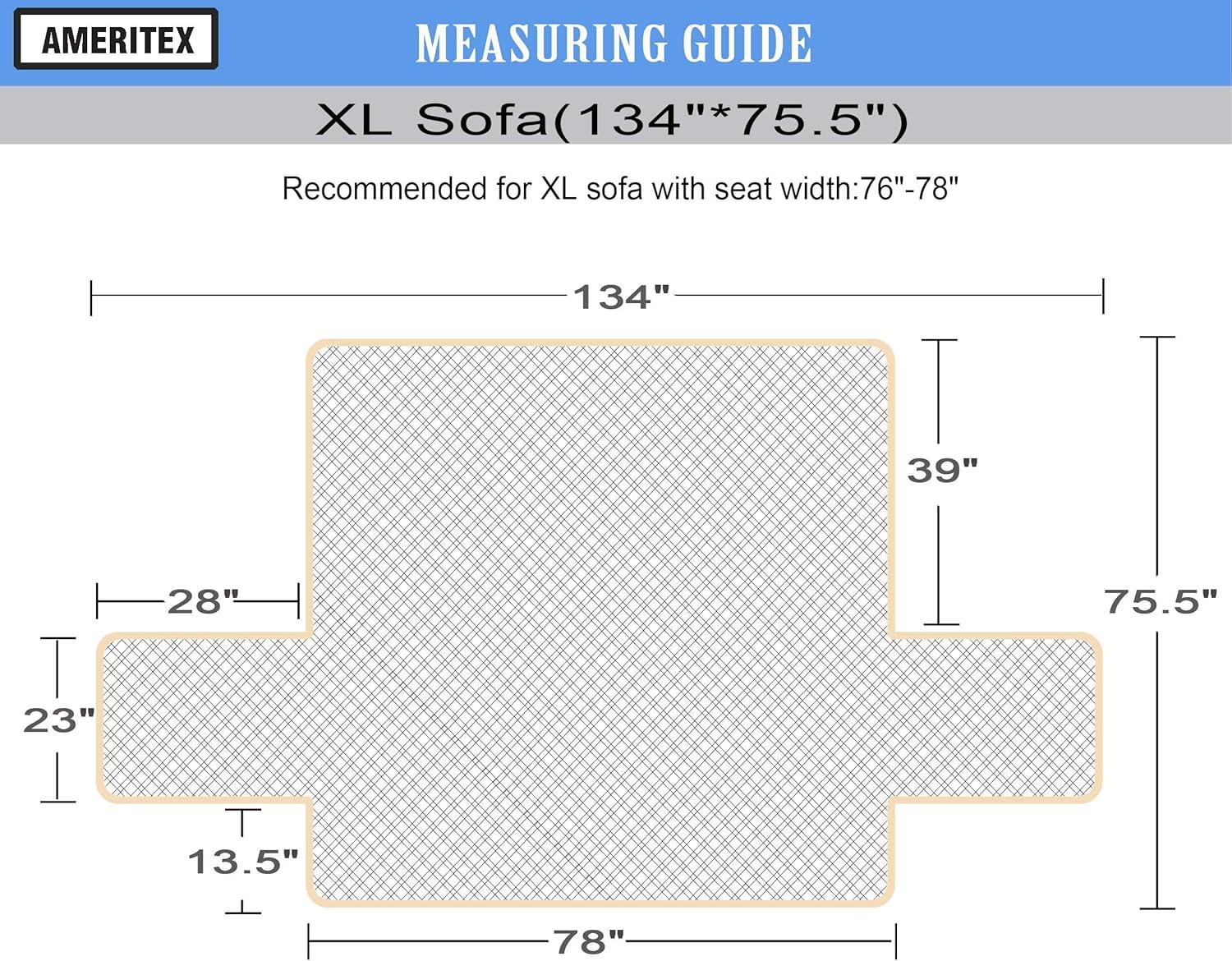 imageAmeritex Couch Sofa Slipcover 100 Waterproof Nonslip Quilted Furniture Protector Slipcover for Dogs Children Pets Sofa Slipcover Machine Washable Light Grey 68quotDark Grey
