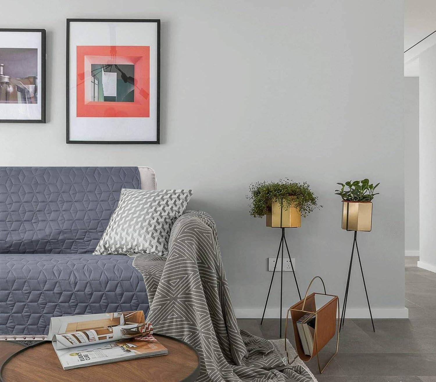 imageAmeritex Couch Sofa Slipcover 100 Waterproof Nonslip Quilted Furniture Protector Slipcover for Dogs Children Pets Sofa Slipcover Machine Washable Light Grey 68quotLight Grey