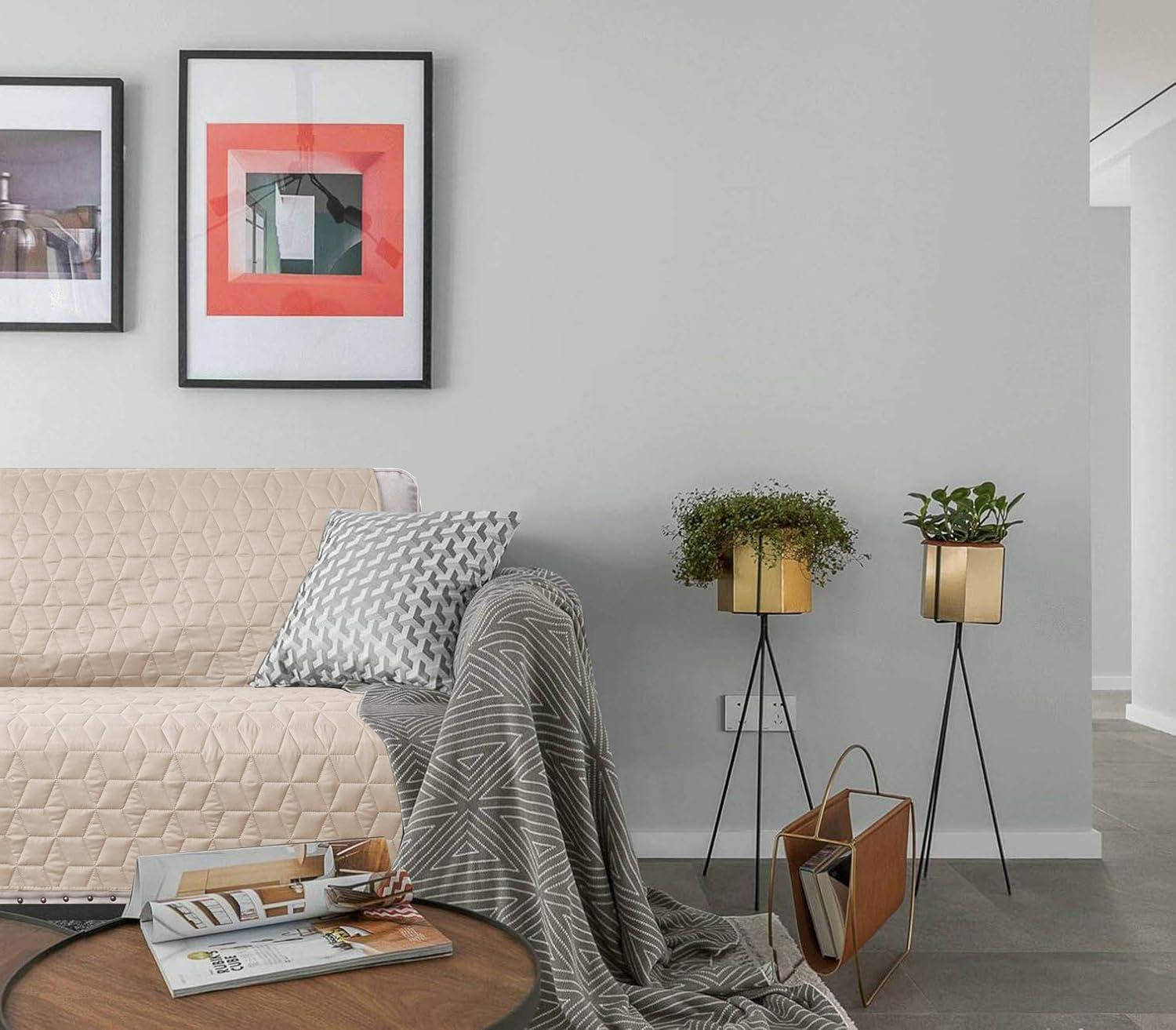 imageAmeritex Couch Sofa Slipcover 100 Waterproof Nonslip Quilted Furniture Protector Slipcover for Dogs Children Pets Sofa Slipcover Machine Washable Light Grey 68quotBeige