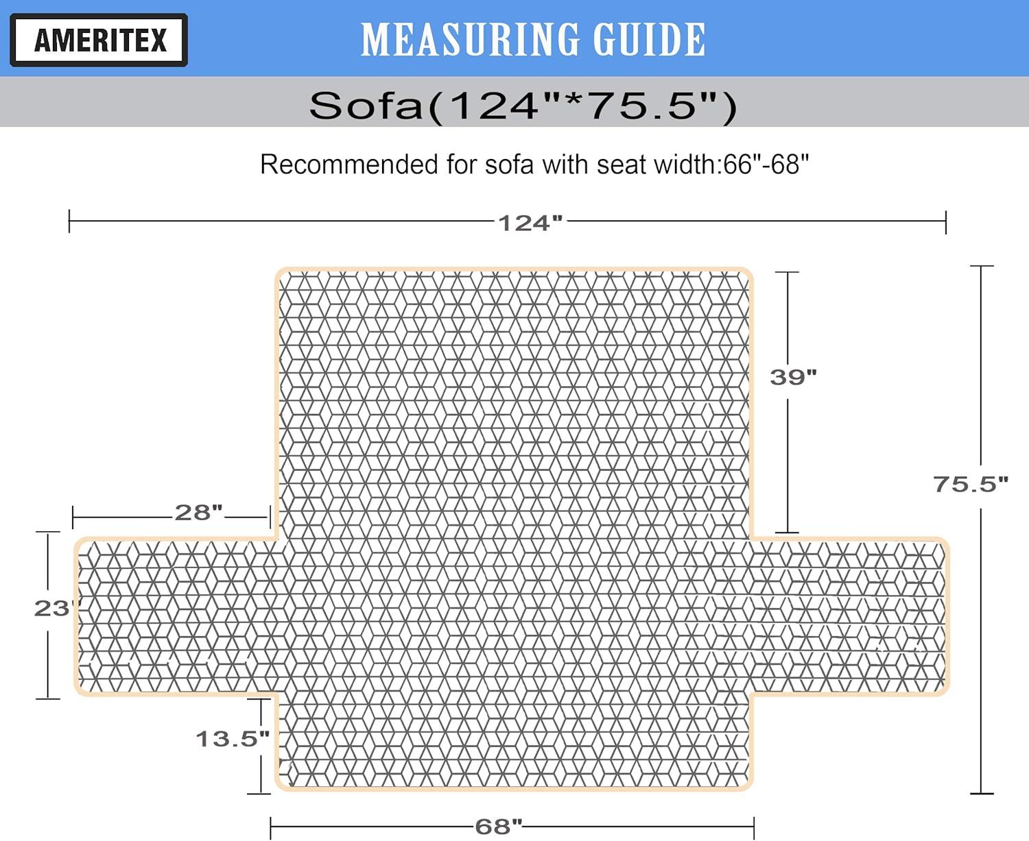 imageAmeritex Couch Sofa Slipcover 100 Waterproof Nonslip Quilted Furniture Protector Slipcover for Dogs Children Pets Sofa Slipcover Machine Washable Light Grey 68quotStone Blue