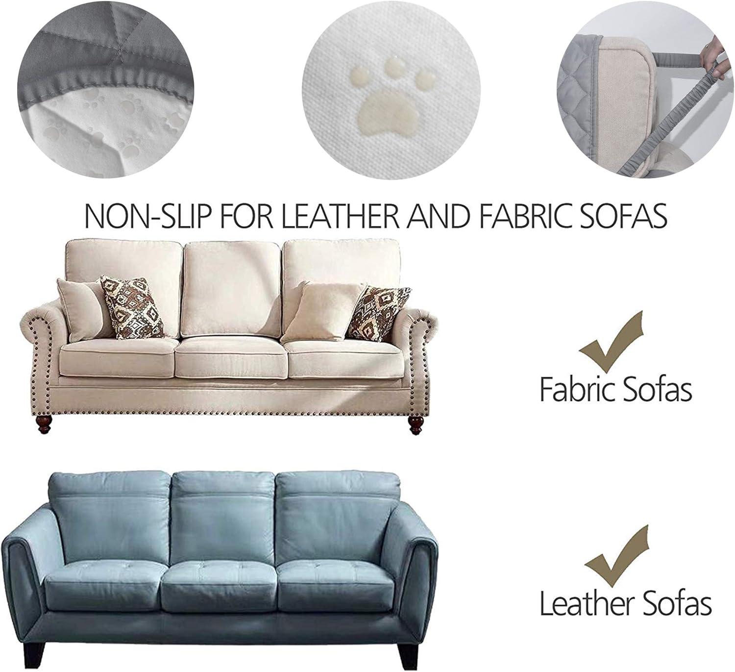 imageAmeritex Couch Sofa Slipcover 100 Waterproof Nonslip Quilted Furniture Protector Slipcover for Dogs Children Pets Sofa Slipcover Machine Washable Light Grey 68quotLight Grey