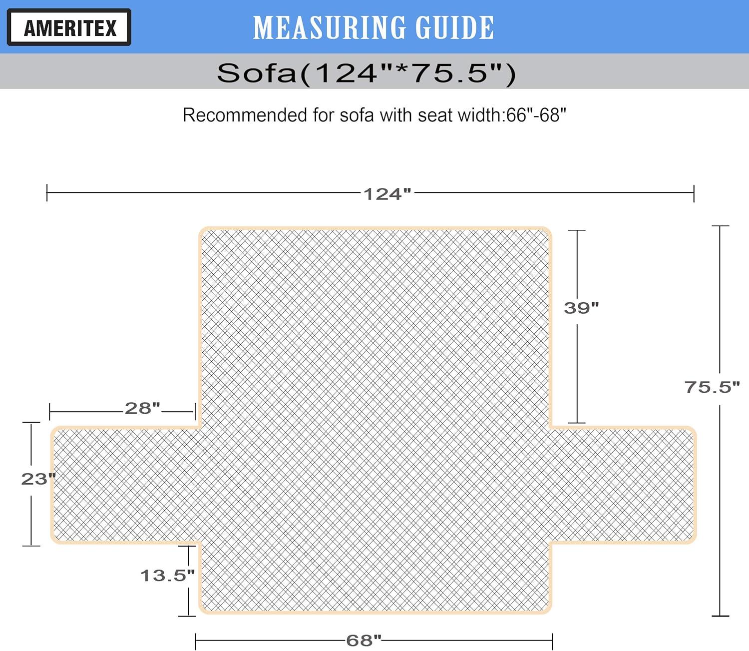 imageAmeritex Couch Sofa Slipcover 100 Waterproof Nonslip Quilted Furniture Protector Slipcover for Dogs Children Pets Sofa Slipcover Machine Washable Light Grey 68quotDark Grey