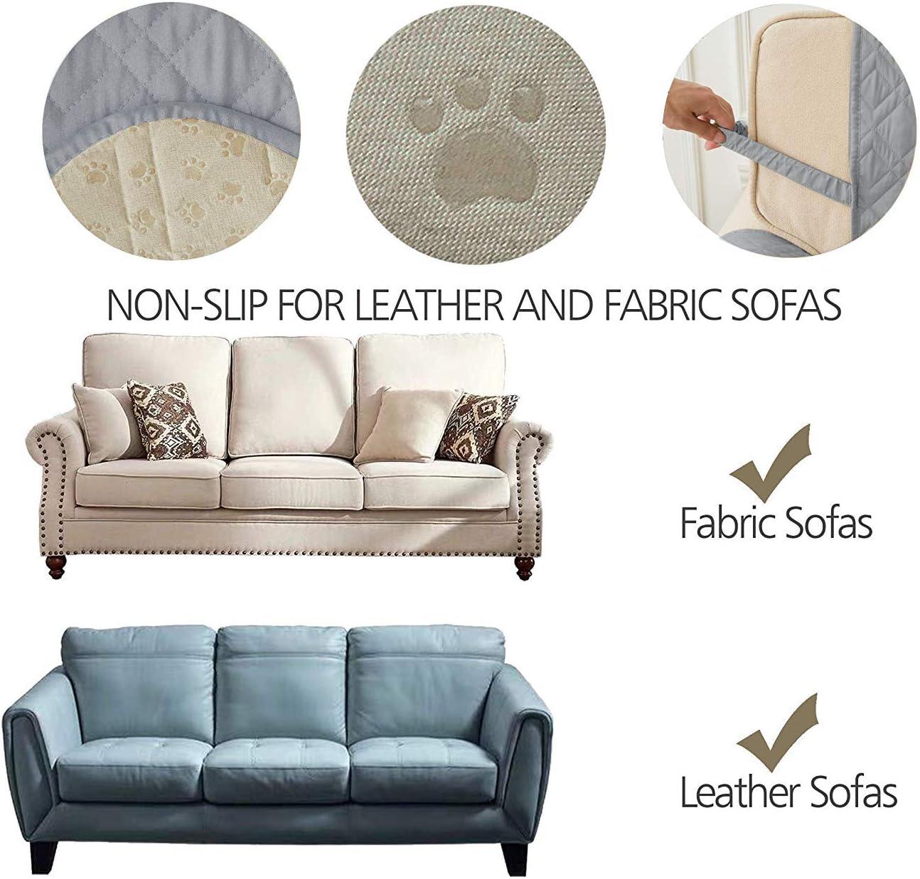 imageAmeritex Couch Sofa Slipcover 100 Waterproof Nonslip Quilted Furniture Protector Slipcover for Dogs Children Pets Sofa Slipcover Machine Washable Light Grey 68quotLight Grey