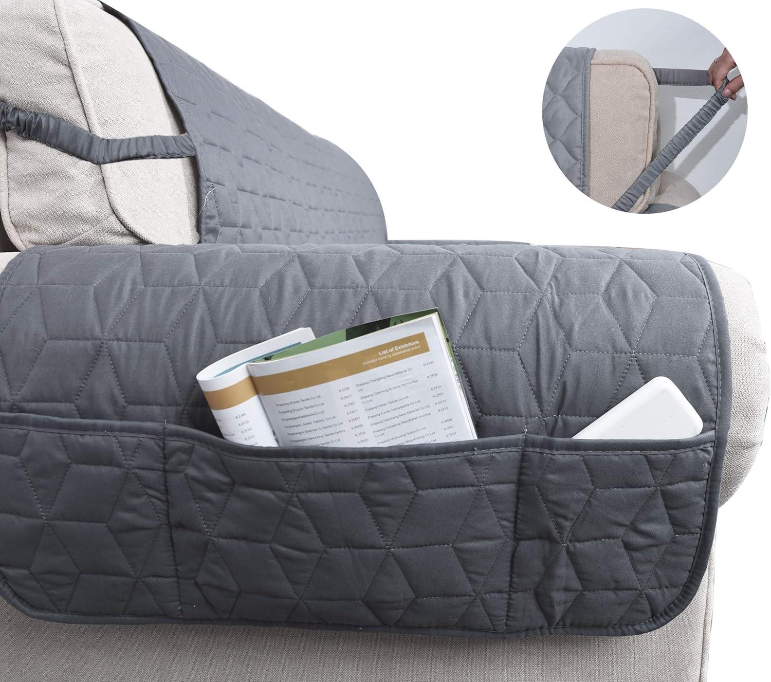 imageAmeritex Couch Sofa Slipcover 100 Waterproof Nonslip Quilted Furniture Protector Slipcover for Dogs Children Pets Sofa Slipcover Machine Washable Light Grey 68quotLight Grey