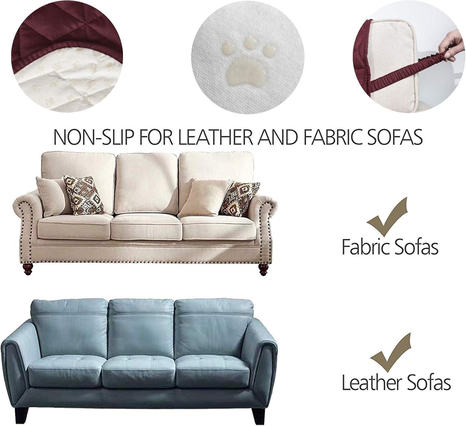 imageAmeritex Couch Sofa Slipcover 100 Waterproof Nonslip Quilted Furniture Protector Slipcover for Dogs Children Pets Sofa Slipcover Machine Washable Light Grey 68quotBurgundy