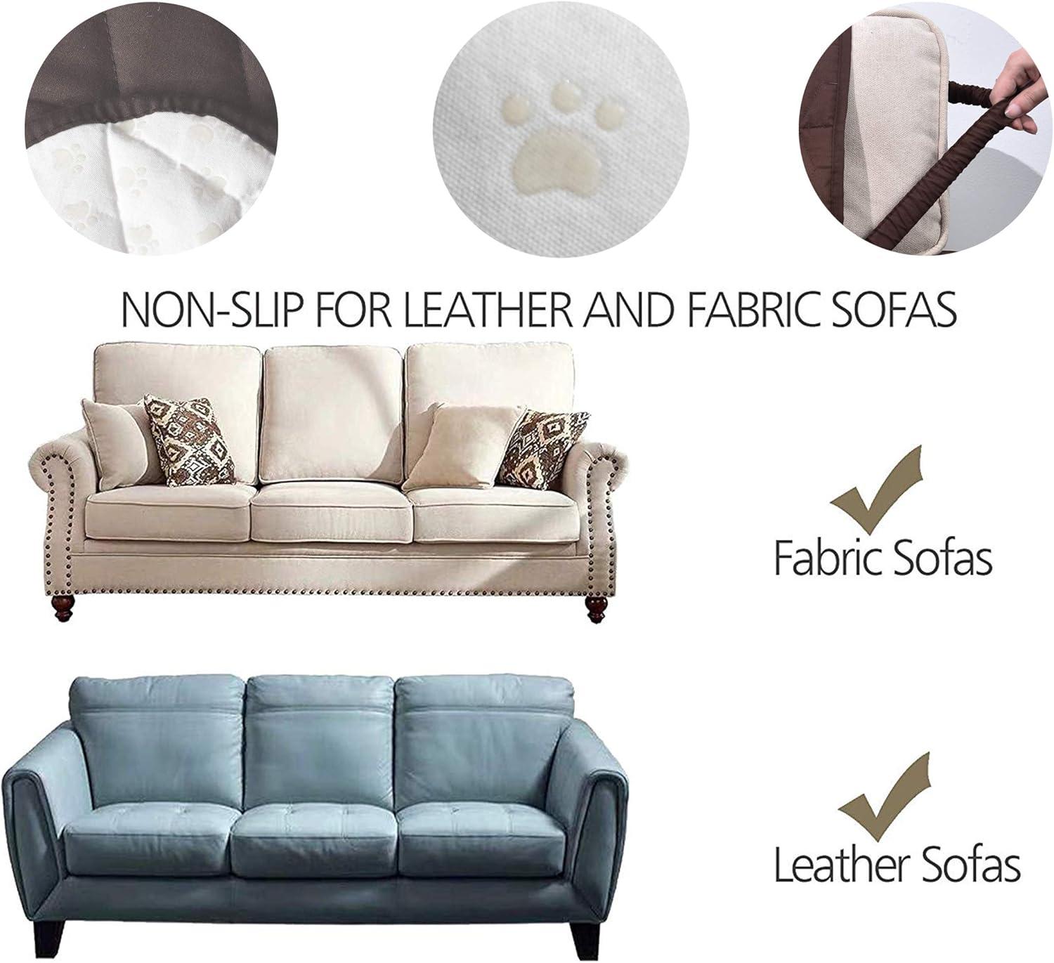 imageAmeritex Couch Sofa Slipcover 100 Waterproof Nonslip Quilted Furniture Protector Slipcover for Dogs Children Pets Sofa Slipcover Machine Washable Light Grey 68quotChocolate