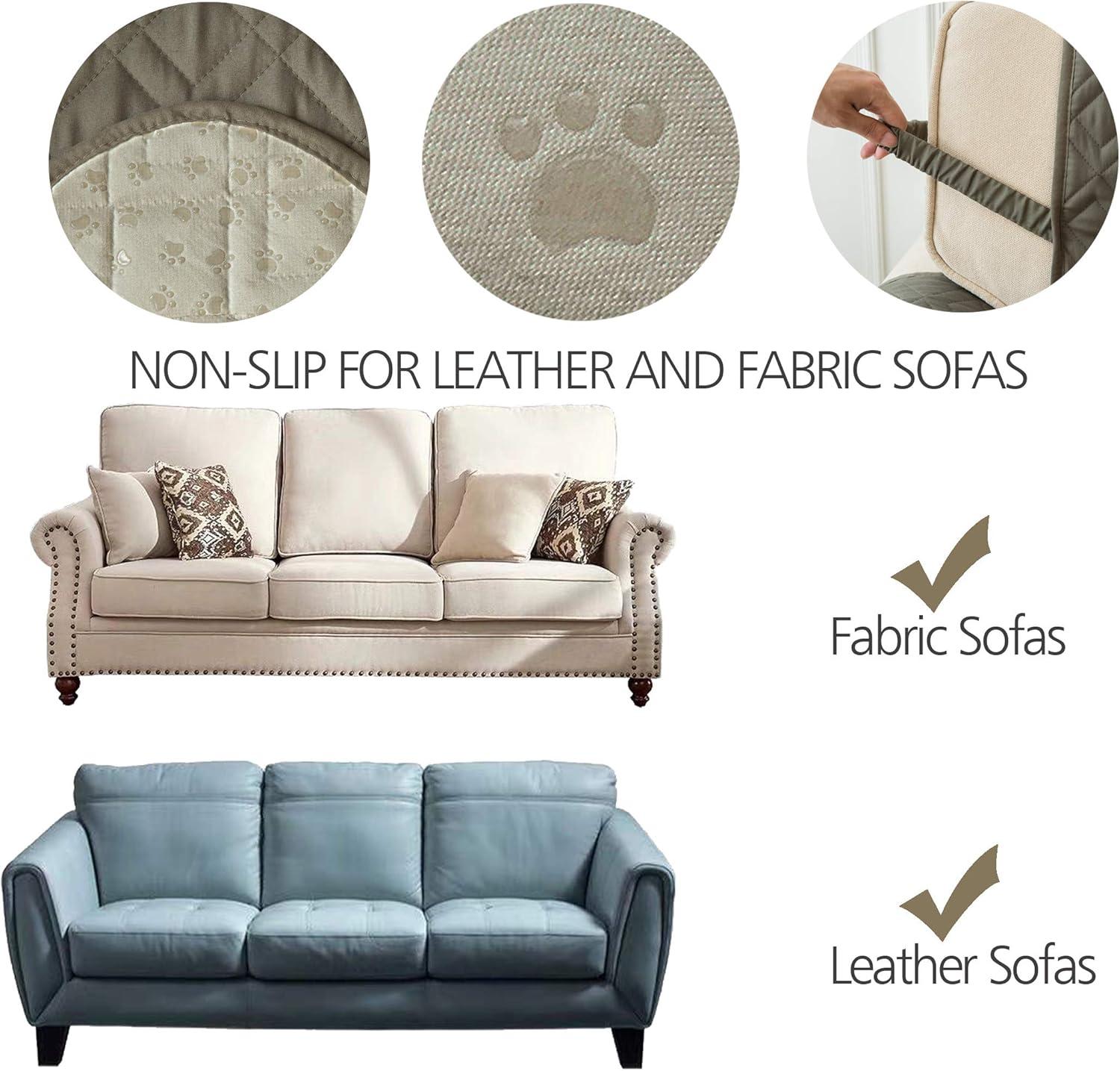 imageAmeritex Couch Sofa Slipcover 100 Waterproof Nonslip Quilted Furniture Protector Slipcover for Dogs Children Pets Sofa Slipcover Machine Washable Light Grey 68quotGreen