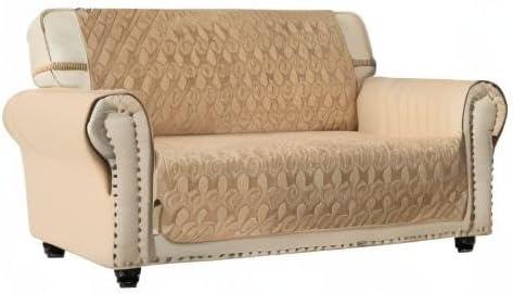 imageAmeritex Loveseat Cover WaterResistant Quilted Furniture Protector with Back Nonslip Paws Slipcover for Dogs Kids Pets Loveseat Slipcover Stay in Place for Leather 46quot BeigeSand
