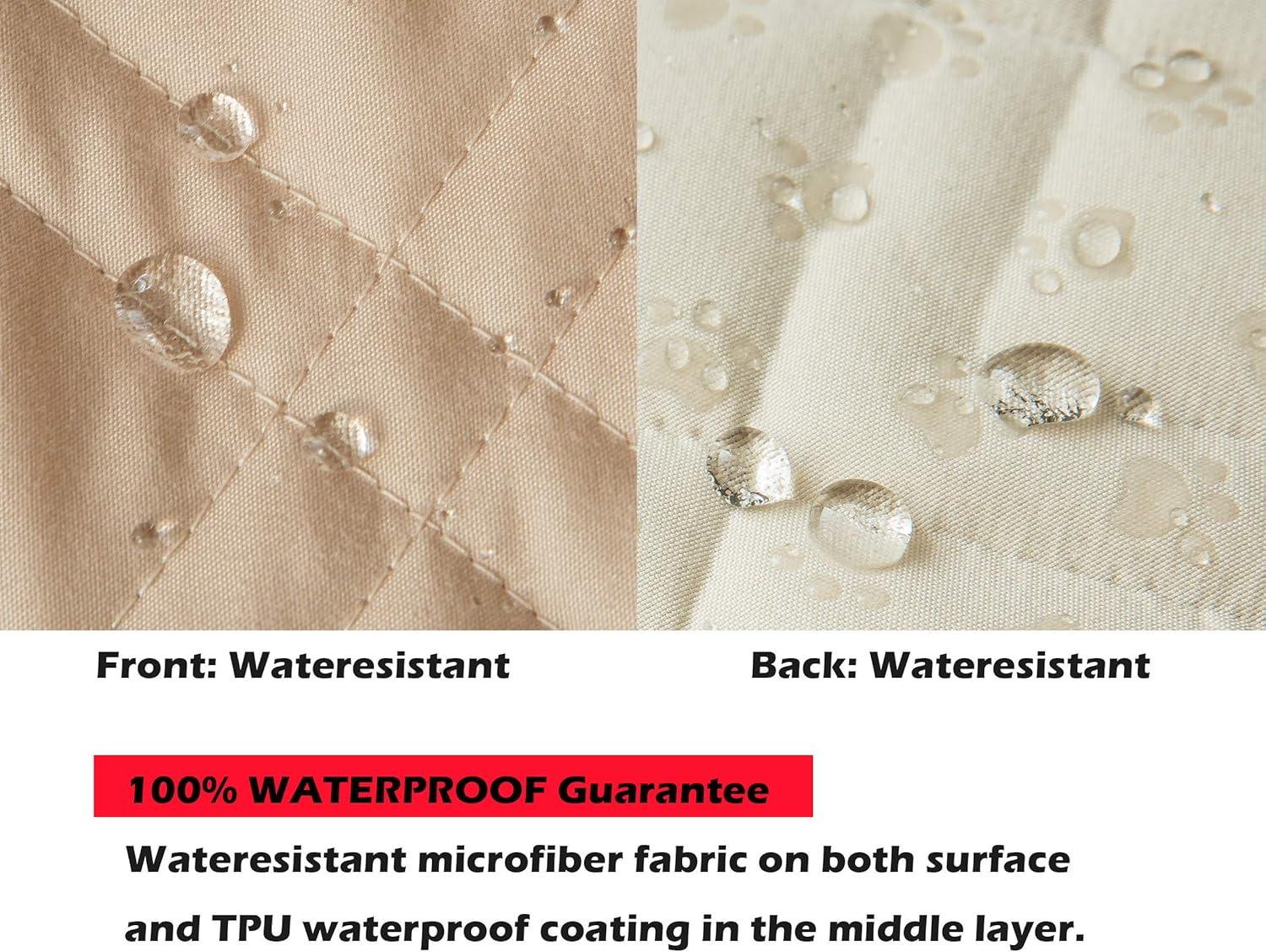 imageAmeritex Loveseat Cover WaterResistant Quilted Furniture Protector with Back Nonslip Paws Slipcover for Dogs Kids Pets Loveseat Slipcover Stay in Place for Leather 46quot BeigeBeige