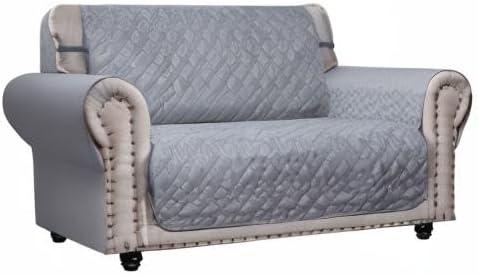 imageAmeritex Loveseat Cover WaterResistant Quilted Furniture Protector with Back Nonslip Paws Slipcover for Dogs Kids Pets Loveseat Slipcover Stay in Place for Leather 46quot BeigeLight Grey