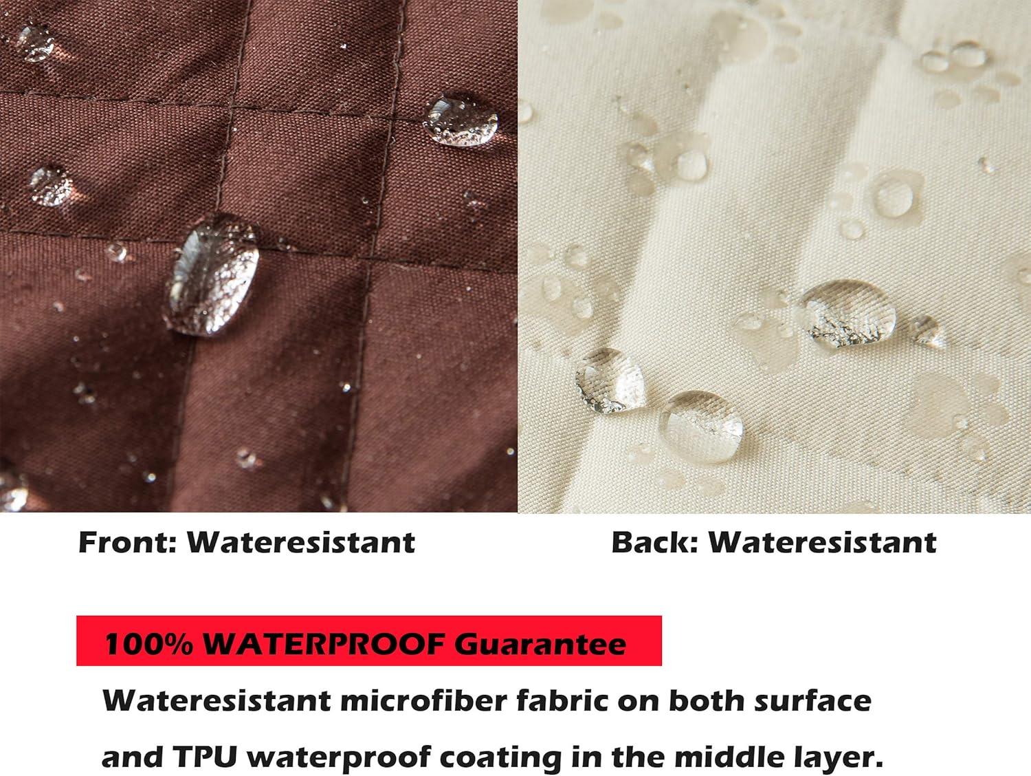 imageAmeritex Loveseat Cover WaterResistant Quilted Furniture Protector with Back Nonslip Paws Slipcover for Dogs Kids Pets Loveseat Slipcover Stay in Place for Leather 46quot BeigeChocolate