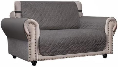 imageAmeritex Loveseat Cover WaterResistant Quilted Furniture Protector with Back Nonslip Paws Slipcover for Dogs Kids Pets Loveseat Slipcover Stay in Place for Leather 46quot BeigeDark Grey