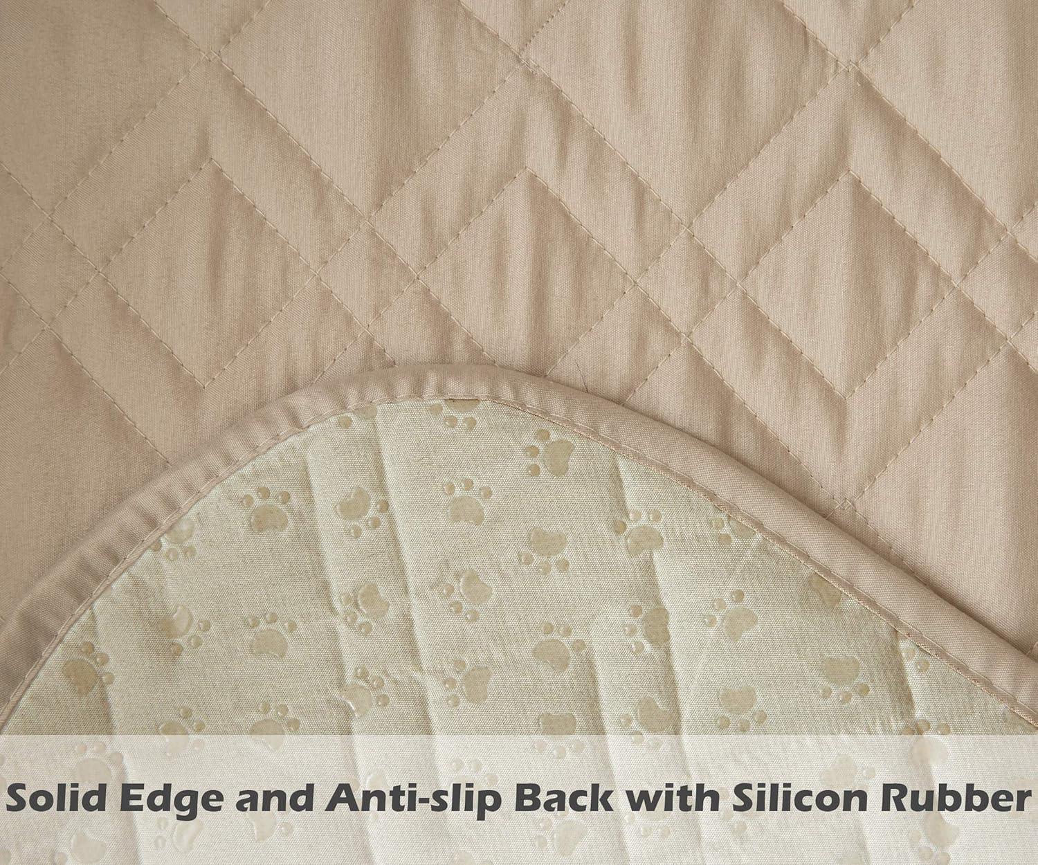 imageAmeritex Loveseat Cover WaterResistant Quilted Furniture Protector with Back Nonslip Paws Slipcover for Dogs Kids Pets Loveseat Slipcover Stay in Place for Leather 46quot BeigeBeige