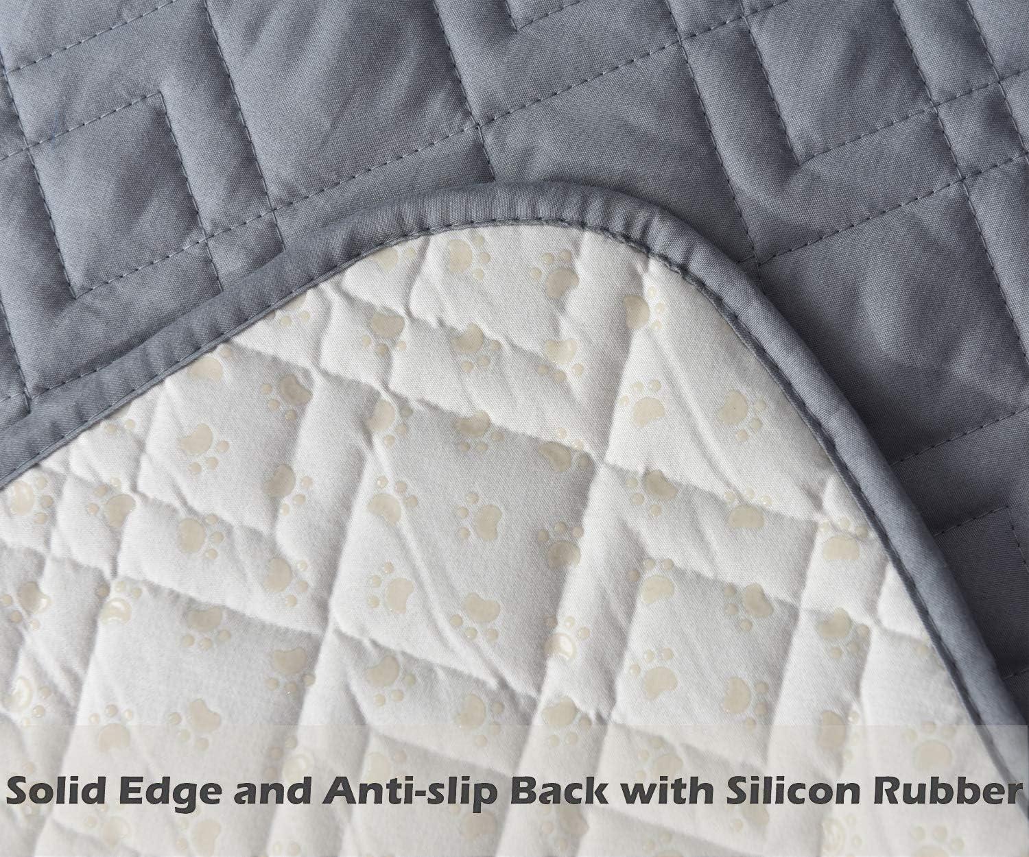 imageAmeritex Loveseat Cover WaterResistant Quilted Furniture Protector with Back Nonslip Paws Slipcover for Dogs Kids Pets Loveseat Slipcover Stay in Place for Leather 46quot BeigeLight Grey