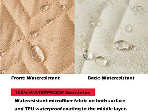 imageAmeritex Loveseat Cover WaterResistant Quilted Furniture Protector with Back Nonslip Paws Slipcover for Dogs Kids Pets Loveseat Slipcover Stay in Place for Leather 46quot BeigeSand