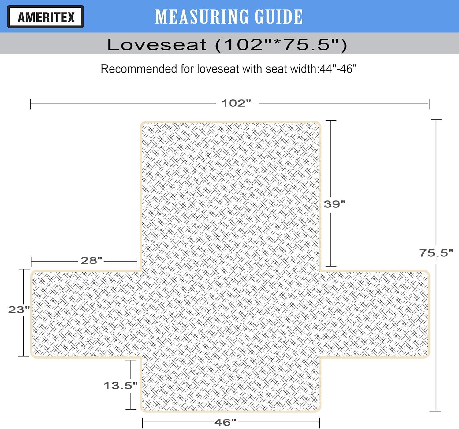 imageAmeritex Loveseat Cover WaterResistant Quilted Furniture Protector with Back Nonslip Paws Slipcover for Dogs Kids Pets Loveseat Slipcover Stay in Place for Leather 46quot BeigeLight Grey