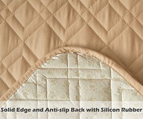 imageAmeritex Loveseat Cover WaterResistant Quilted Furniture Protector with Back Nonslip Paws Slipcover for Dogs Kids Pets Loveseat Slipcover Stay in Place for Leather 46quot BeigeSand