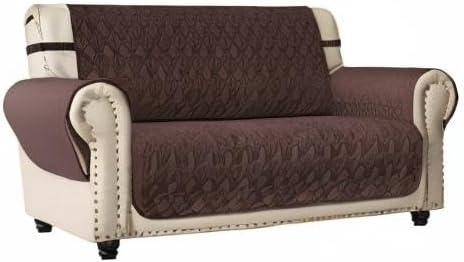 imageAmeritex Loveseat Cover WaterResistant Quilted Furniture Protector with Back Nonslip Paws Slipcover for Dogs Kids Pets Loveseat Slipcover Stay in Place for Leather 46quot BeigeChocolate