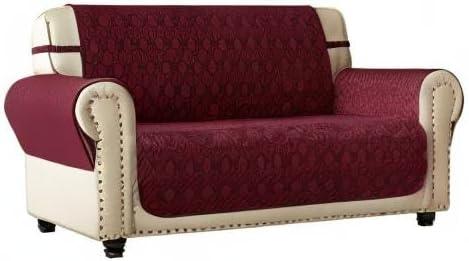 imageAmeritex Loveseat Cover WaterResistant Quilted Furniture Protector with Back Nonslip Paws Slipcover for Dogs Kids Pets Loveseat Slipcover Stay in Place for Leather 46quot BeigeBurgundy