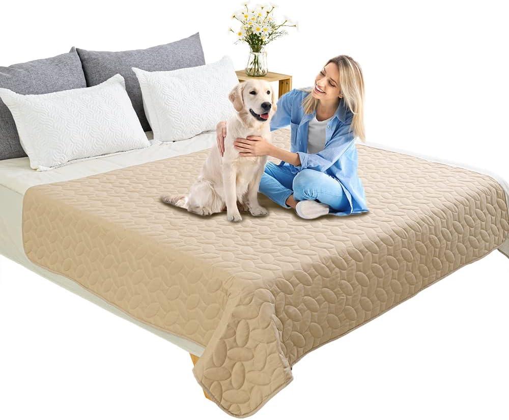 imageAmeritex Pet Bed Cover Dog Bed Blanket for Sofa and Furniture Waterproof New Pattern Design 52x82 Inch BeigeBeige