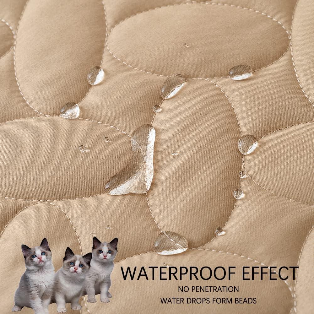 imageAmeritex Pet Bed Cover Dog Bed Blanket for Sofa and Furniture Waterproof New Pattern Design 52x82 Inch BeigeBeige