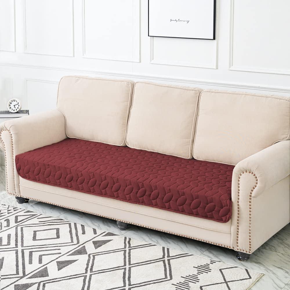 imageAmeritex Pet Bed Cover Dog Bed Blanket for Sofa and Furniture Waterproof New Pattern Design 52x82 Inch BeigeBurgundy