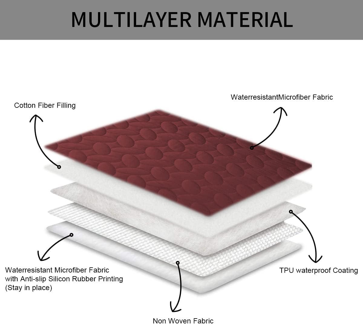 imageAmeritex Pet Bed Cover Dog Bed Blanket for Sofa and Furniture Waterproof New Pattern Design 52x82 Inch BeigeBurgundy