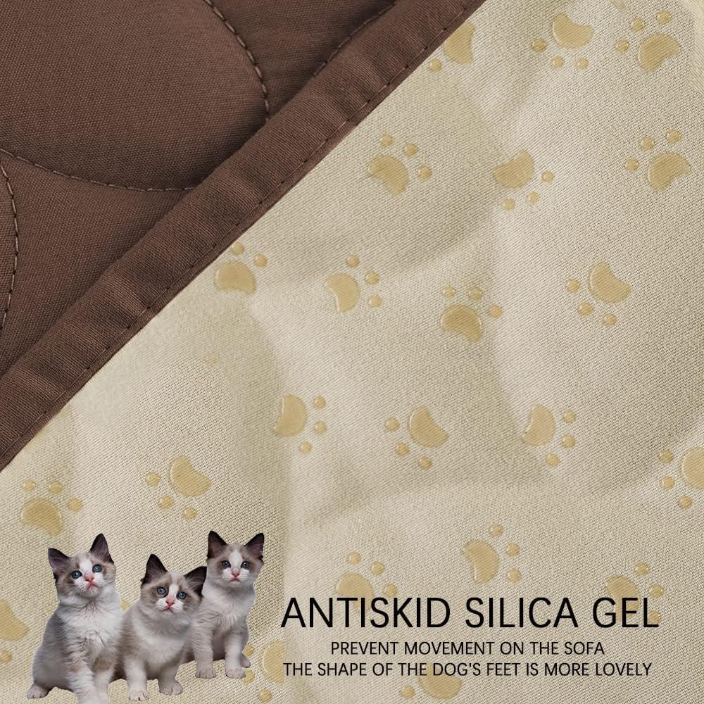 imageAmeritex Pet Bed Cover Dog Bed Blanket for Sofa and Furniture Waterproof New Pattern Design 52x82 Inch BeigeChocolate