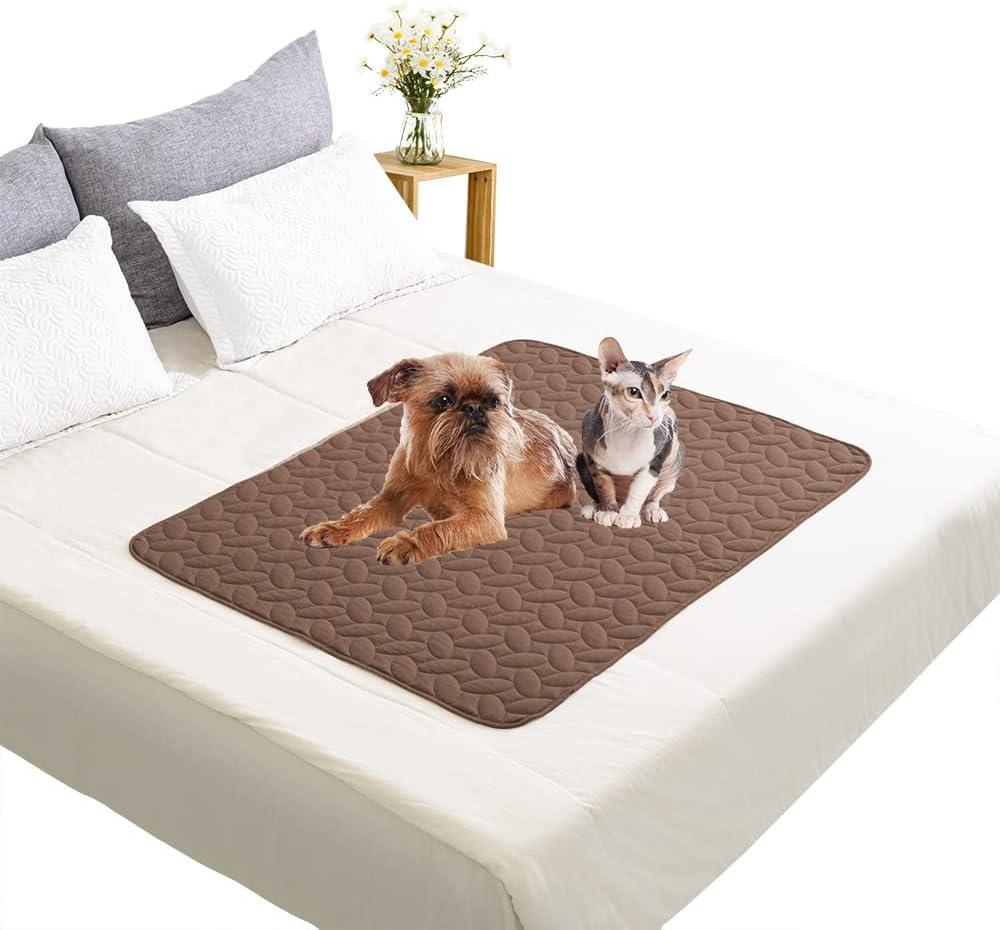 imageAmeritex Pet Bed Cover Dog Bed Blanket for Sofa and Furniture Waterproof New Pattern Design 52x82 Inch BeigeChocolate