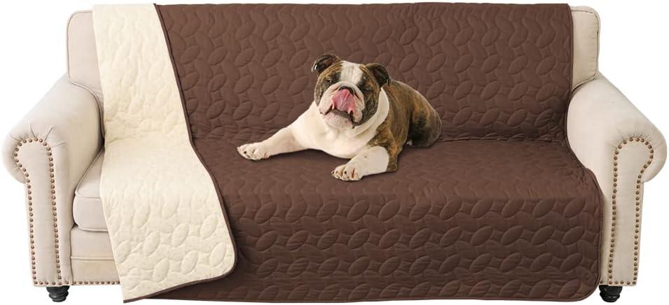 imageAmeritex Pet Bed Cover Dog Bed Blanket for Sofa and Furniture Waterproof New Pattern Design 52x82 Inch BeigeChocolate
