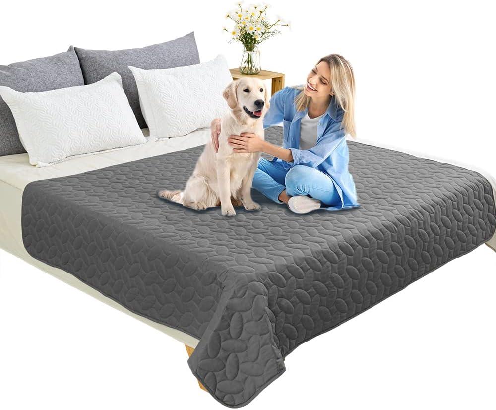 imageAmeritex Pet Bed Cover Dog Bed Blanket for Sofa and Furniture Waterproof New Pattern Design 52x82 Inch BeigeDarkgrey