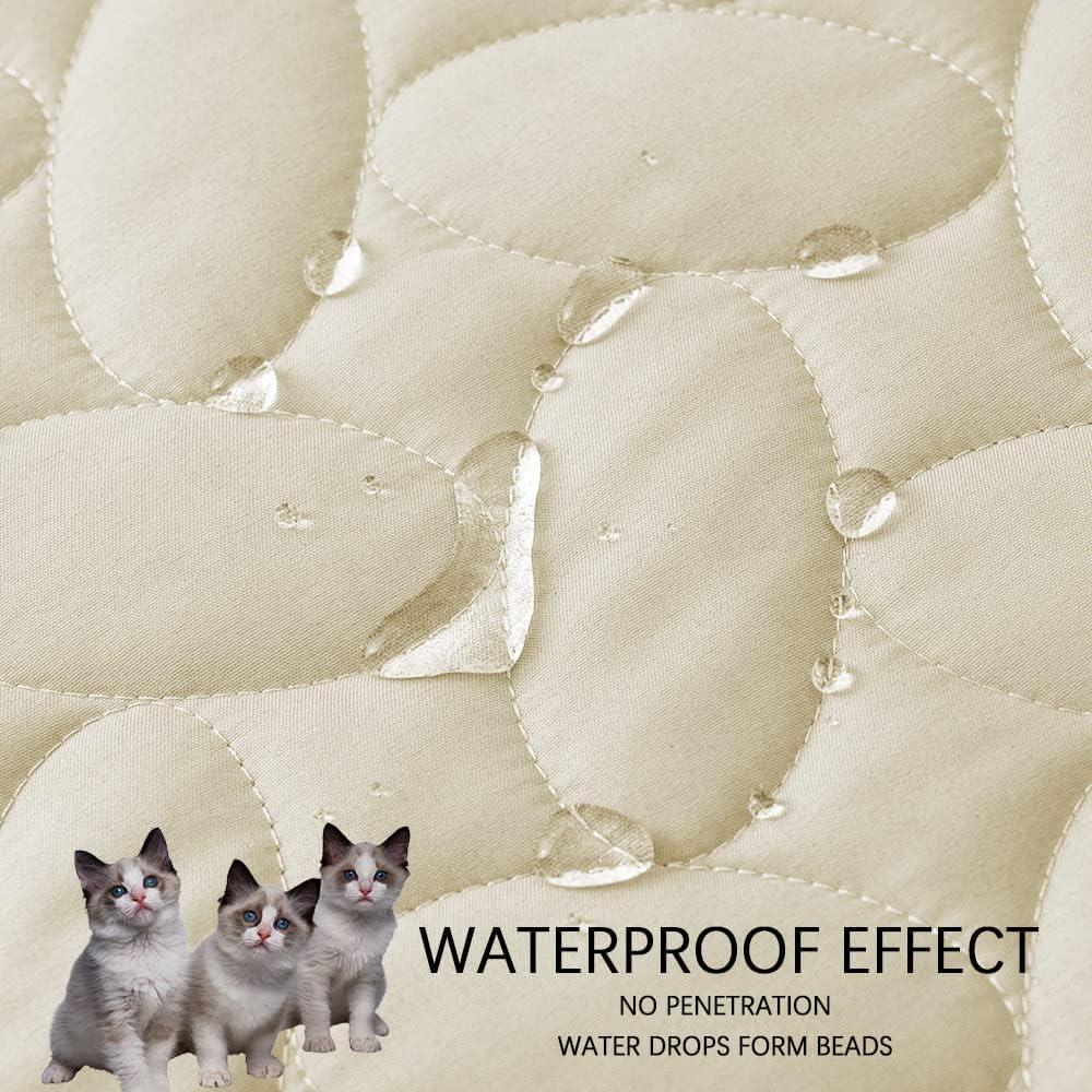 imageAmeritex Pet Bed Cover Dog Bed Blanket for Sofa and Furniture Waterproof New Pattern Design 52x82 Inch BeigeIvory