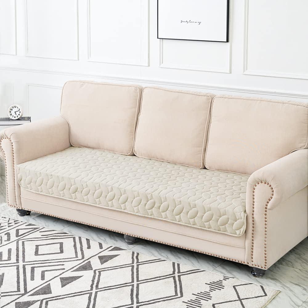 imageAmeritex Pet Bed Cover Dog Bed Blanket for Sofa and Furniture Waterproof New Pattern Design 52x82 Inch BeigeIvory