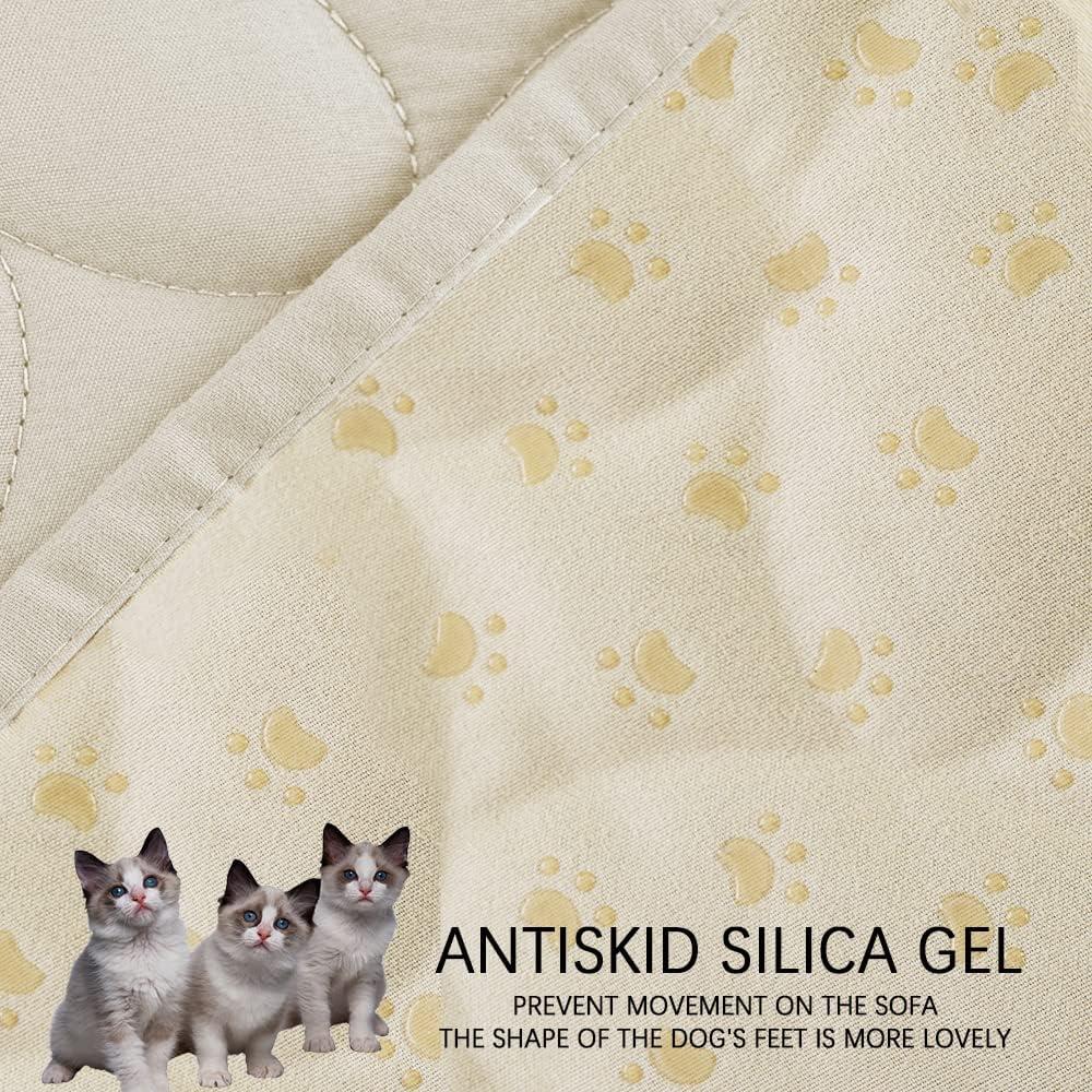 imageAmeritex Pet Bed Cover Dog Bed Blanket for Sofa and Furniture Waterproof New Pattern Design 52x82 Inch BeigeIvory