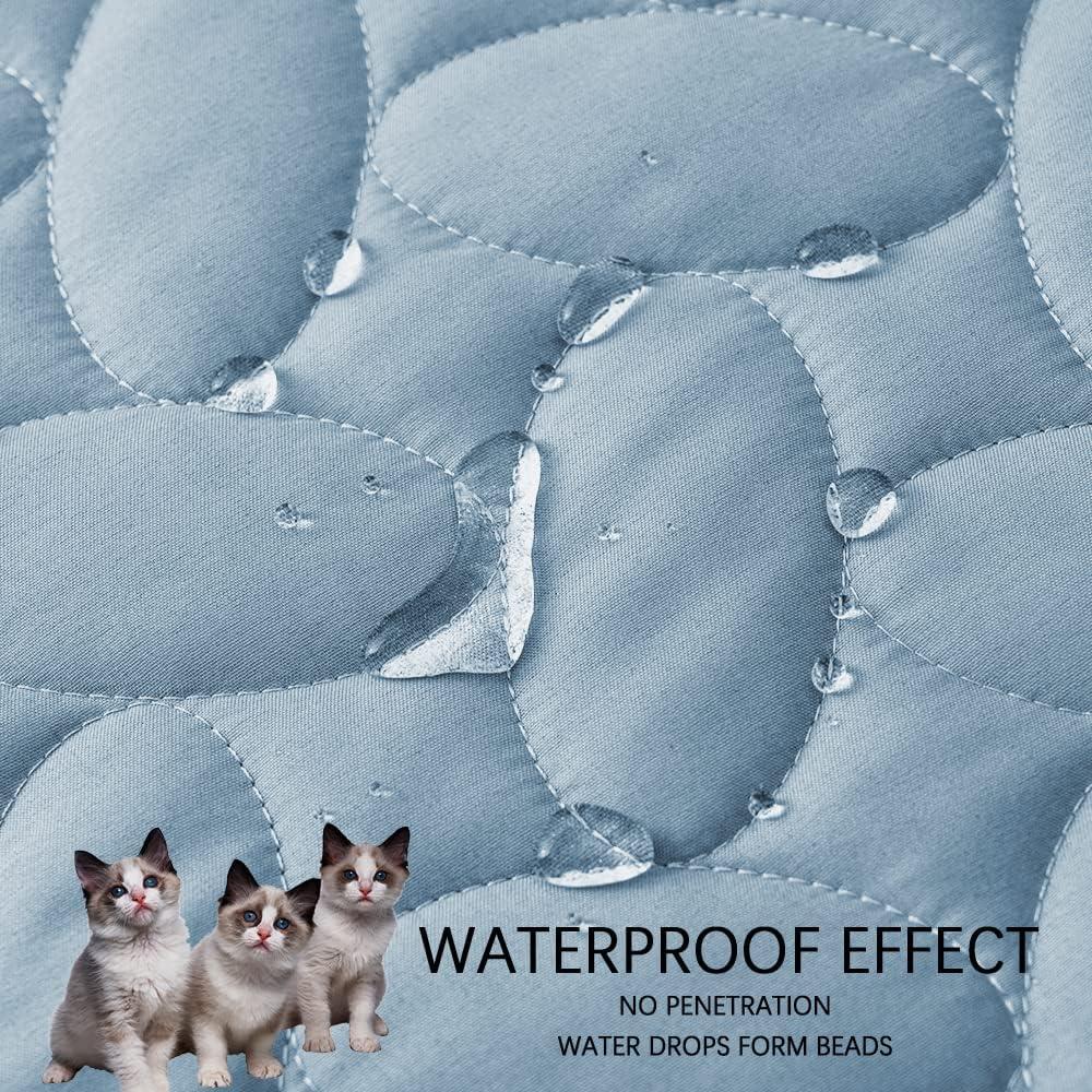 imageAmeritex Pet Bed Cover Dog Bed Blanket for Sofa and Furniture Waterproof New Pattern Design 52x82 Inch BeigeLightblue