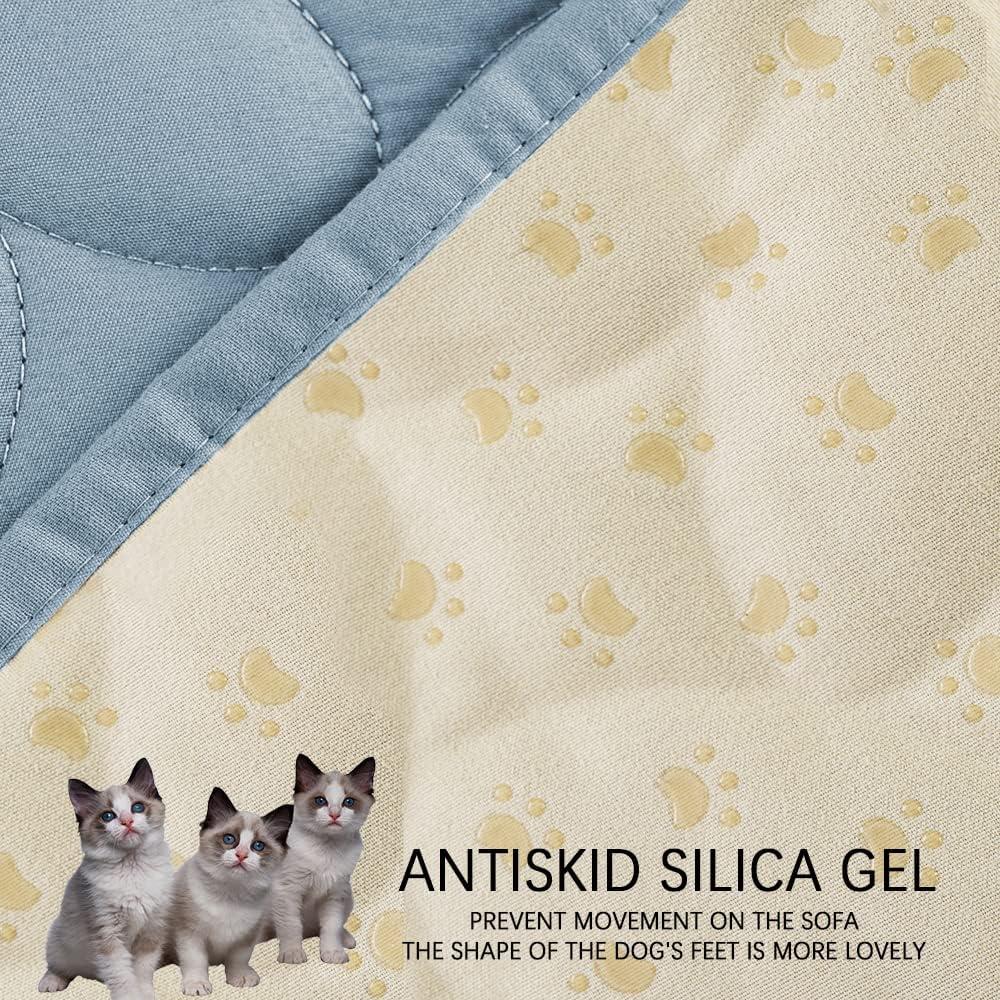 imageAmeritex Pet Bed Cover Dog Bed Blanket for Sofa and Furniture Waterproof New Pattern Design 52x82 Inch BeigeLightblue