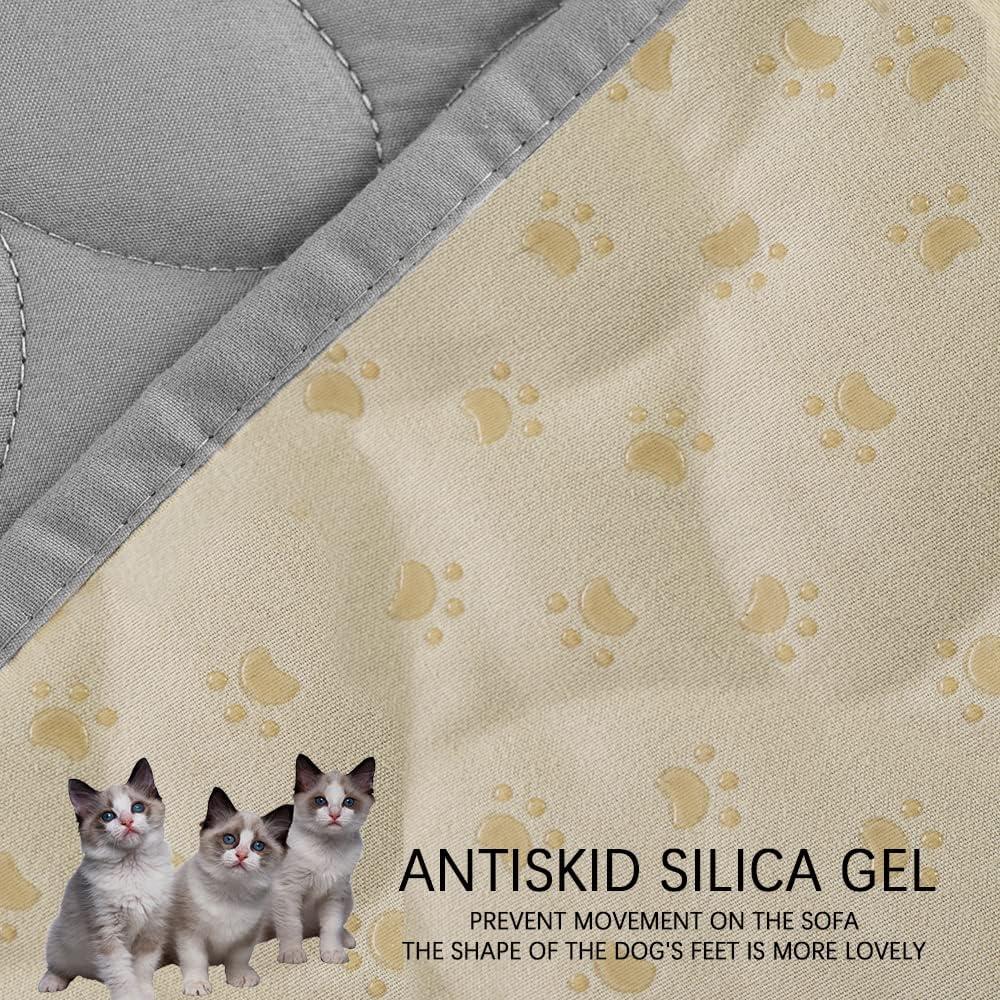 imageAmeritex Pet Bed Cover Dog Bed Blanket for Sofa and Furniture Waterproof New Pattern Design 52x82 Inch BeigeLightgrey