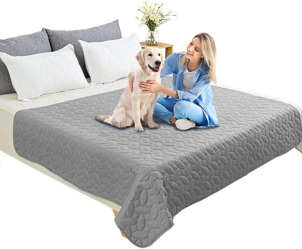imageAmeritex Pet Bed Cover Dog Bed Blanket for Sofa and Furniture Waterproof New Pattern Design 52x82 Inch BeigeLightgrey