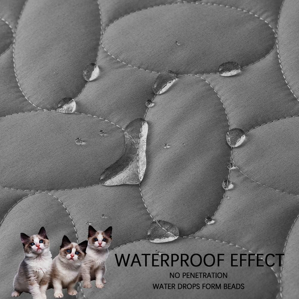 imageAmeritex Pet Bed Cover Dog Bed Blanket for Sofa and Furniture Waterproof New Pattern Design 52x82 Inch BeigeLightgrey