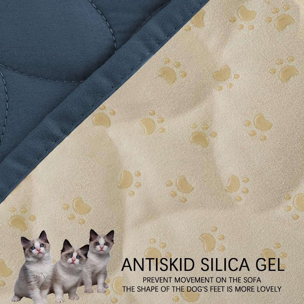 imageAmeritex Pet Bed Cover Dog Bed Blanket for Sofa and Furniture Waterproof New Pattern Design 52x82 Inch BeigeNavyblue