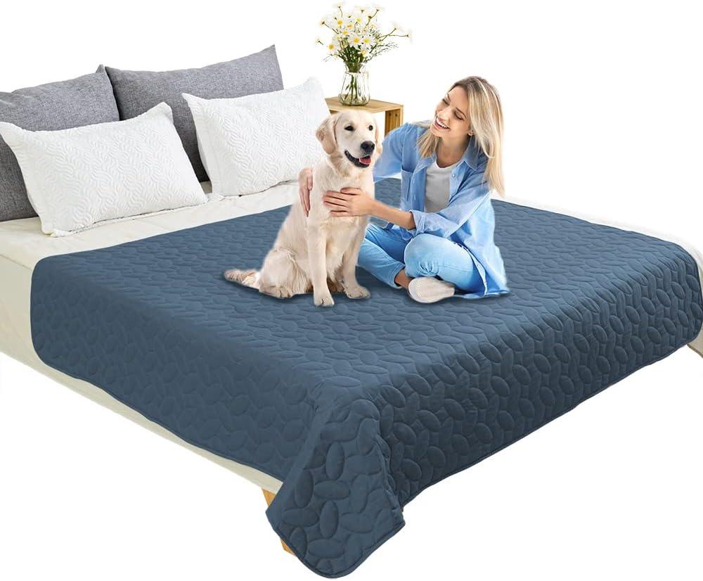 imageAmeritex Pet Bed Cover Dog Bed Blanket for Sofa and Furniture Waterproof New Pattern Design 52x82 Inch BeigeNavyblue