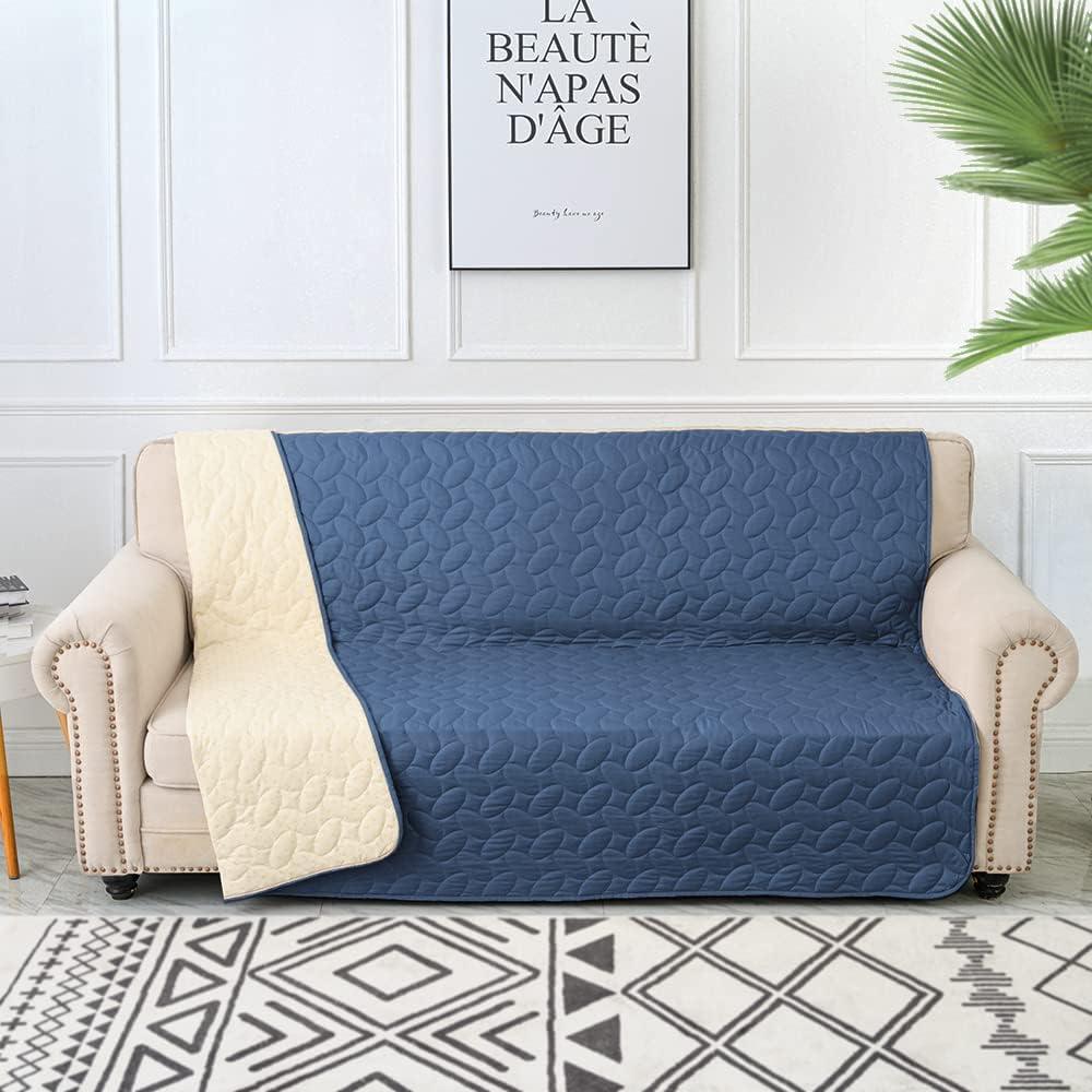 imageAmeritex Pet Bed Cover Dog Bed Blanket for Sofa and Furniture Waterproof New Pattern Design 52x82 Inch BeigeNavyblue