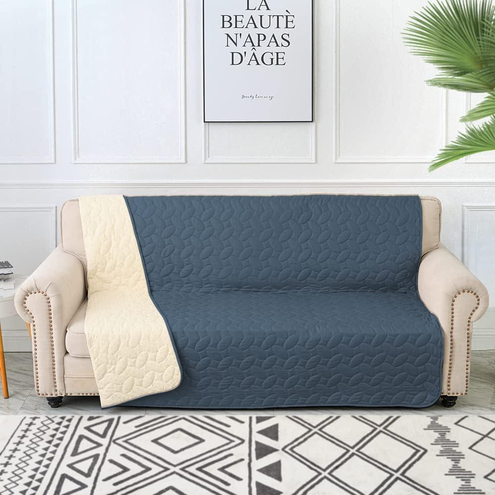 imageAmeritex Pet Bed Cover Dog Bed Blanket for Sofa and Furniture Waterproof New Pattern Design 52x82 Inch BeigeNavyblue