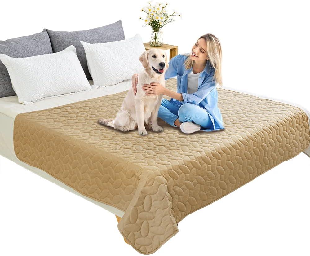 imageAmeritex Pet Bed Cover Dog Bed Blanket for Sofa and Furniture Waterproof New Pattern Design 52x82 Inch BeigeSand