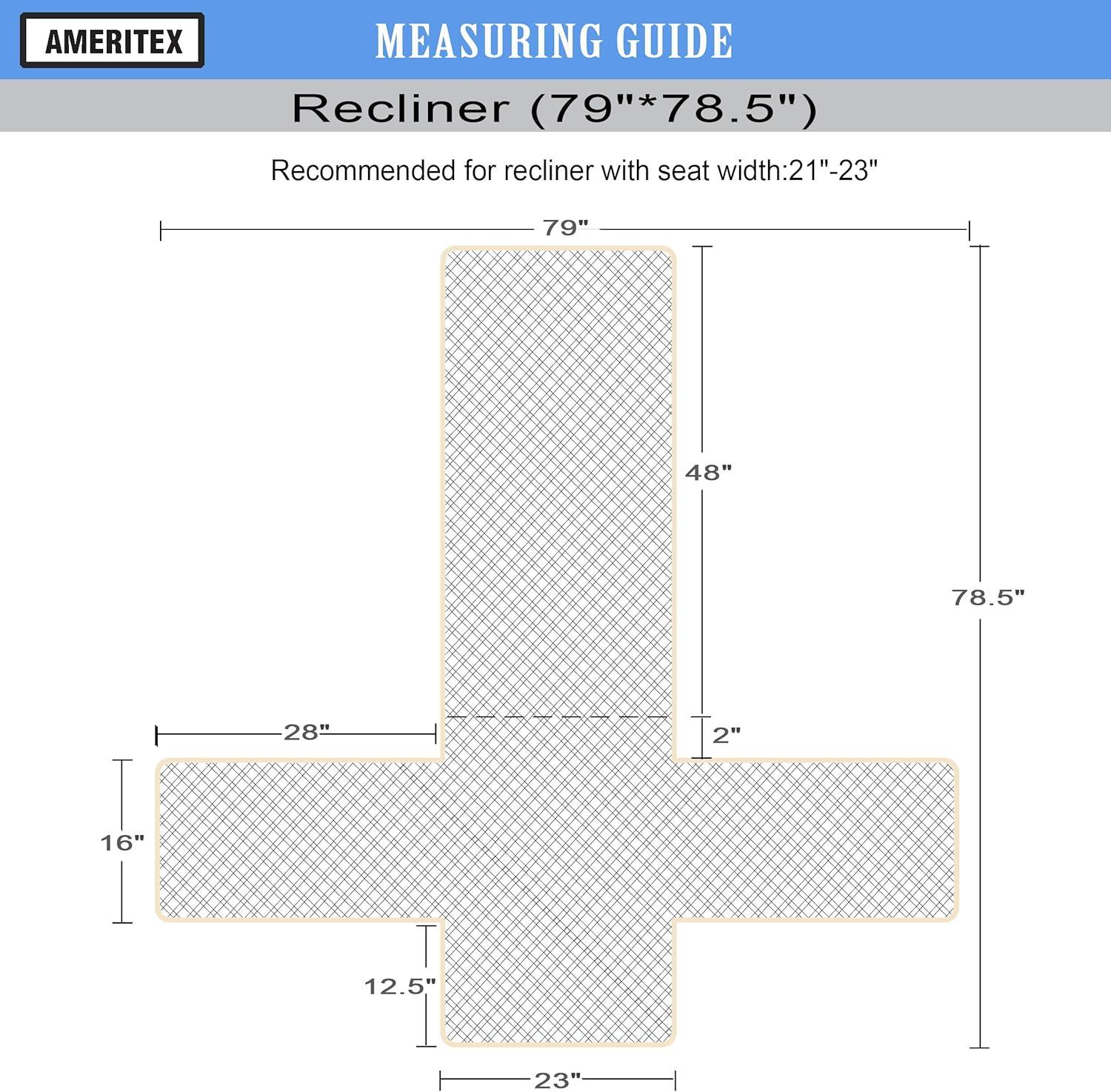 imageAmeritex Waterproof Nonslip Recliner Cover Stay in Place Dog Chair Cover Furniture Protector Ideal Recliner Slipcovers for Pets and Kids Pink 23quotLight Grey