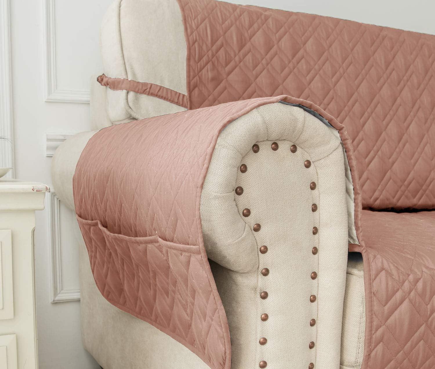 imageAmeritex Waterproof Nonslip Recliner Cover Stay in Place Dog Chair Cover Furniture Protector Ideal Recliner Slipcovers for Pets and Kids Pink 23quotPink