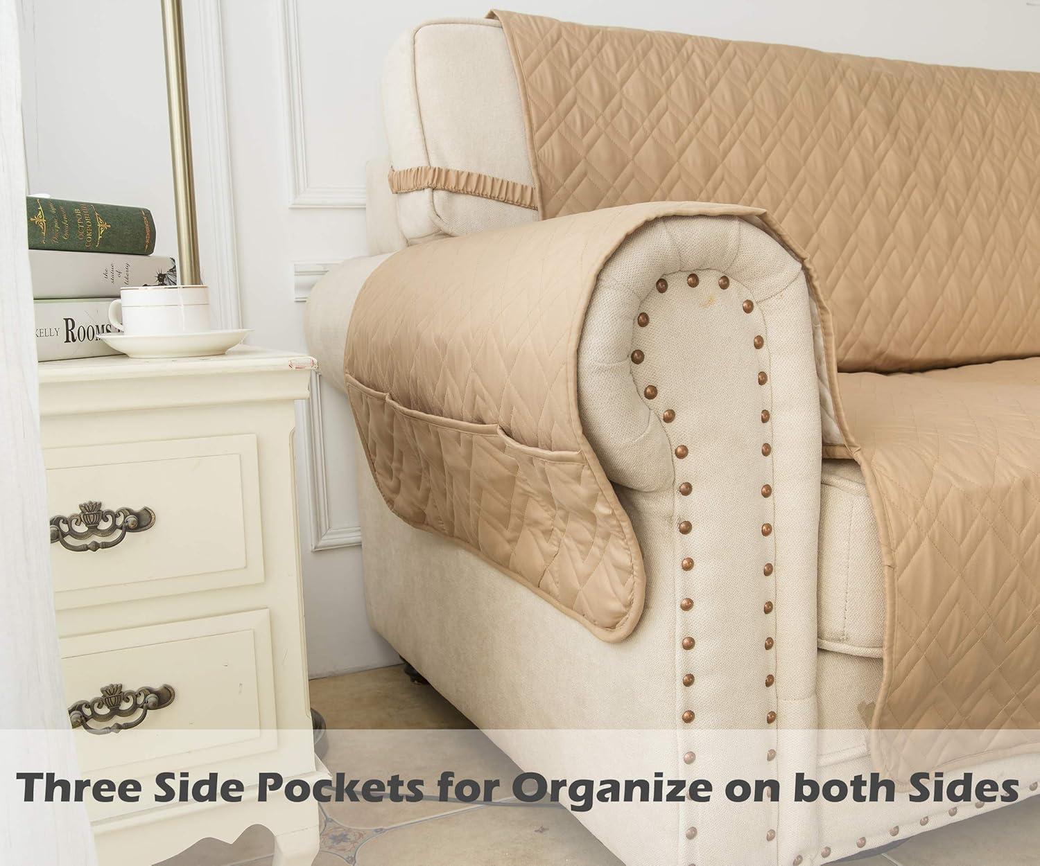 imageAmeritex Waterproof Nonslip Recliner Cover Stay in Place Dog Chair Cover Furniture Protector Ideal Recliner Slipcovers for Pets and Kids Pink 23quotSand